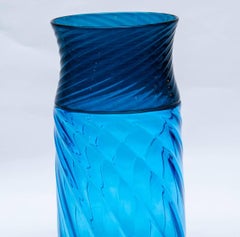 Vase in Blue Murano Glass Signed "Venini"
