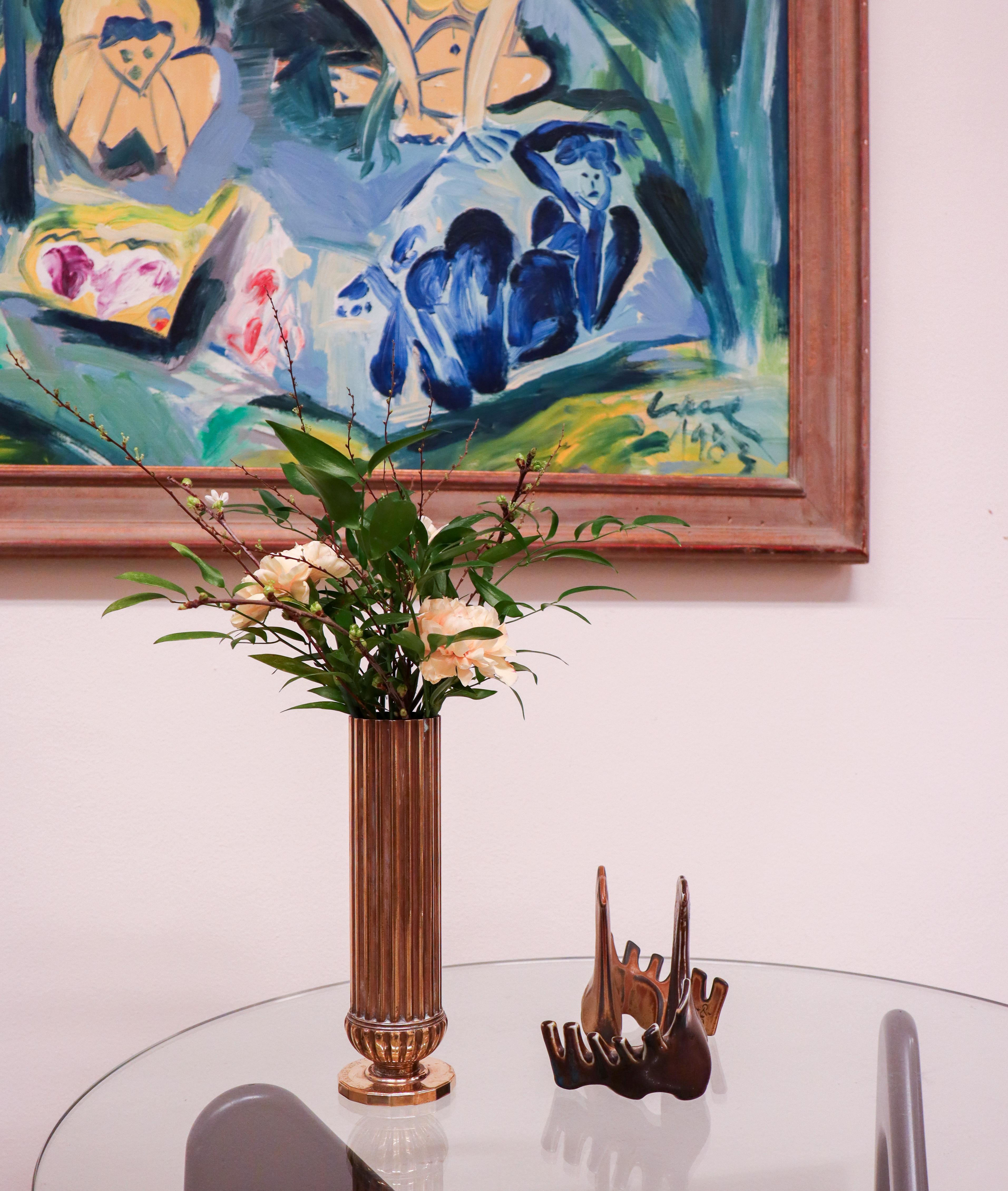 Scandinavian Modern Vase in Brass - Skultuna, Sweden - Pierre Forsell 1983 For Sale