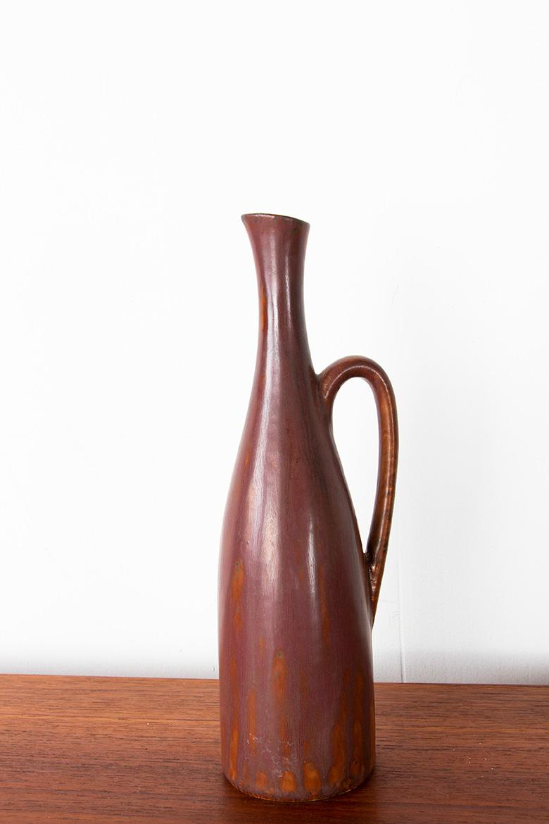 Vase en céramique émaillée brune de Gunnar Nylund pour Rörstrand Suède 1960. Excellent état - En vente à JOINVILLE-LE-PONT, FR