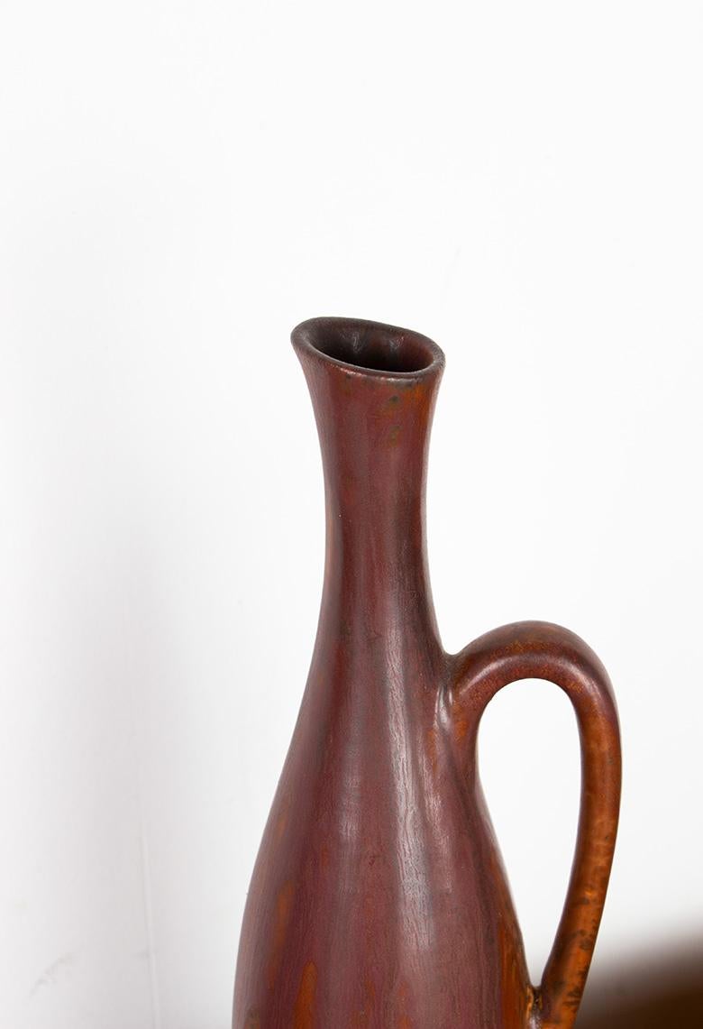 Céramique Vase en céramique émaillée brune de Gunnar Nylund pour Rörstrand Suède 1960. en vente