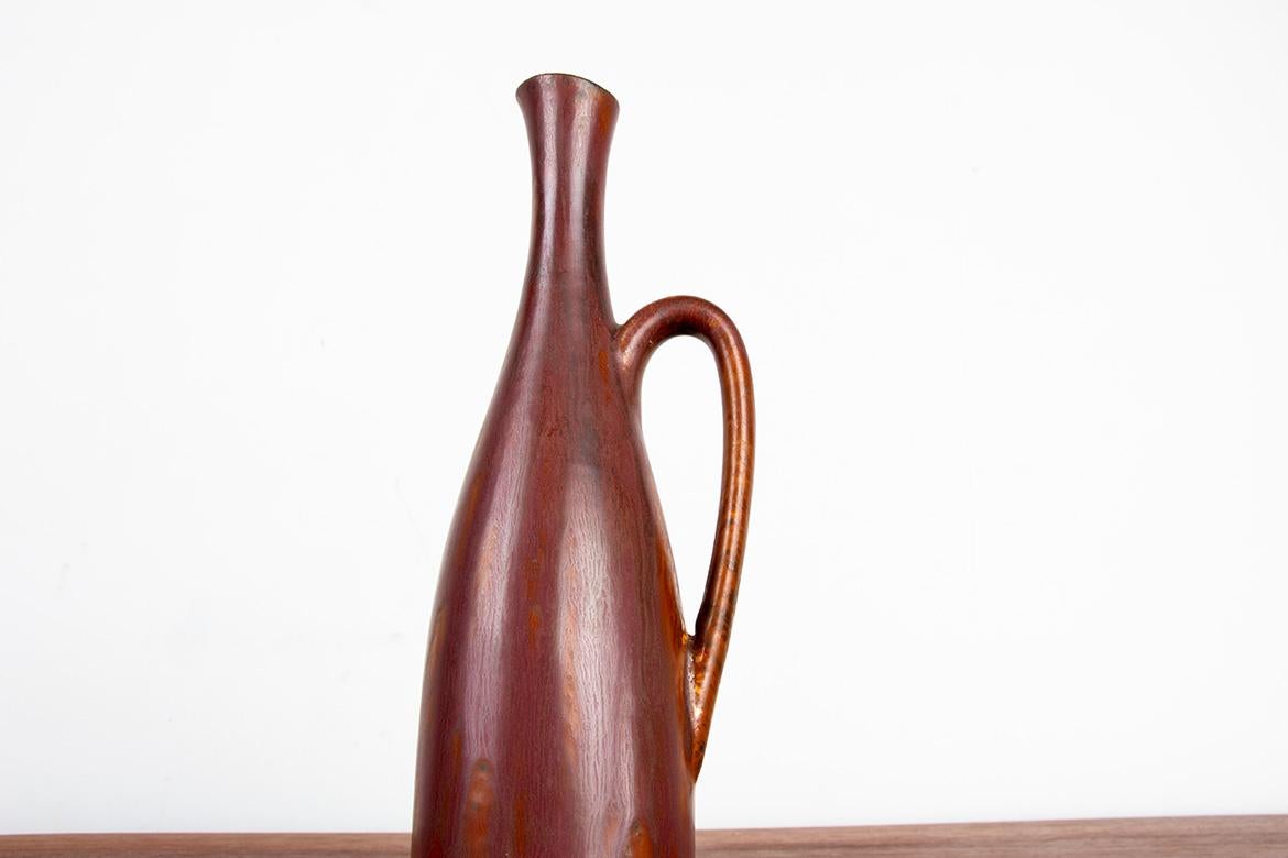 Vase en céramique émaillée brune de Gunnar Nylund pour Rörstrand Suède 1960. en vente 1