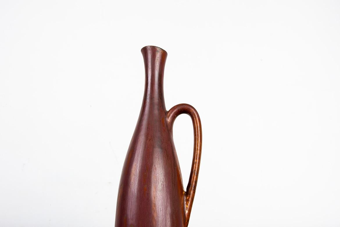 Vase en céramique émaillée brune de Gunnar Nylund pour Rörstrand Suède 1960. en vente 2