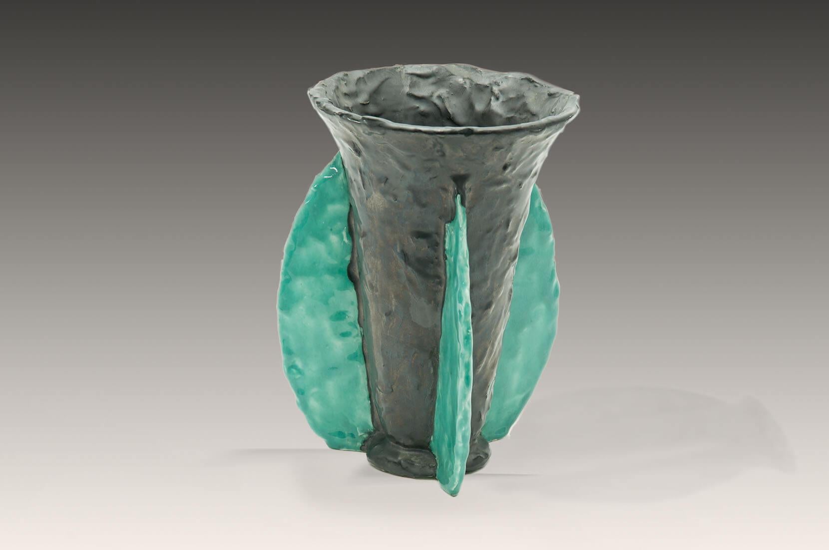 Vase aus Keramik von J Massier aus Vallauris, 1950, blau und schwarz, Frankreich im Zustand „Gut“ im Angebot in Auribeau sur Siagne, FR