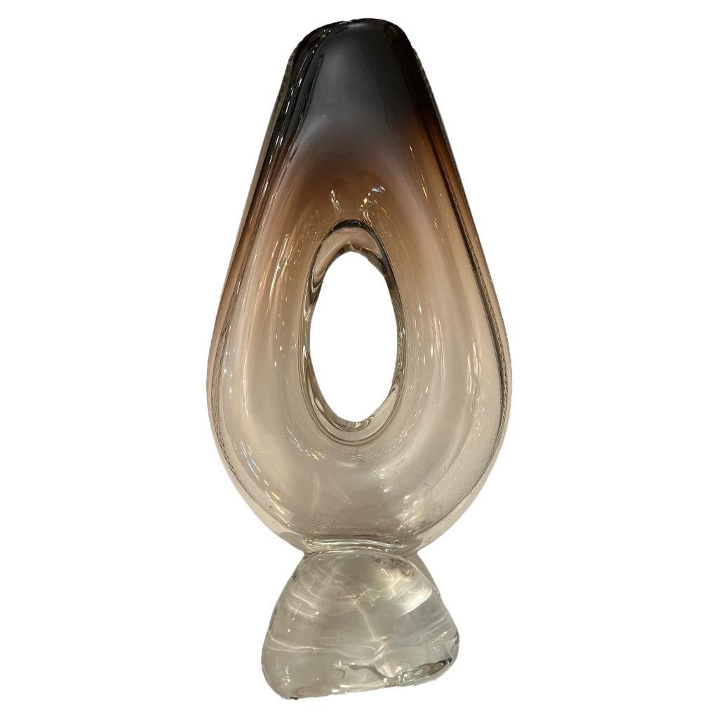 Vase aus Kristall 1985, signiert: Kristall Querandi Yugendstil 0294/85