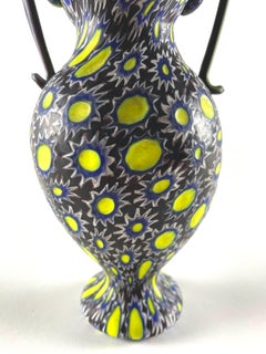 Vaso in murrina scura, giallo brillante, Fratelli Toso MURANO, 1950 circa