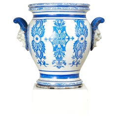 Vase in enamel decoration, with Rouen decoration, work of the 19th century.