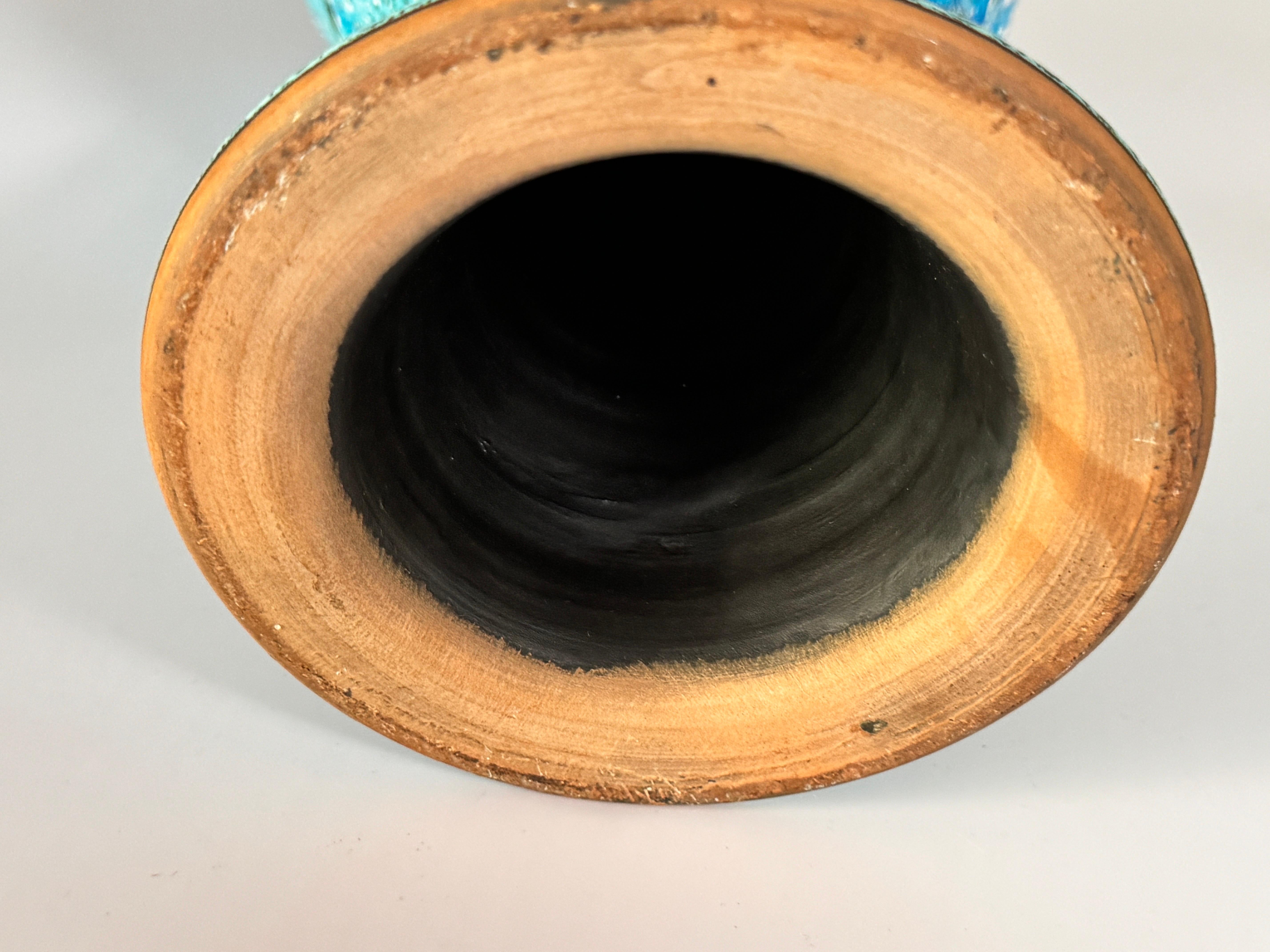 italien Vase en céramique bleue émaillée Italie 1970 en vente