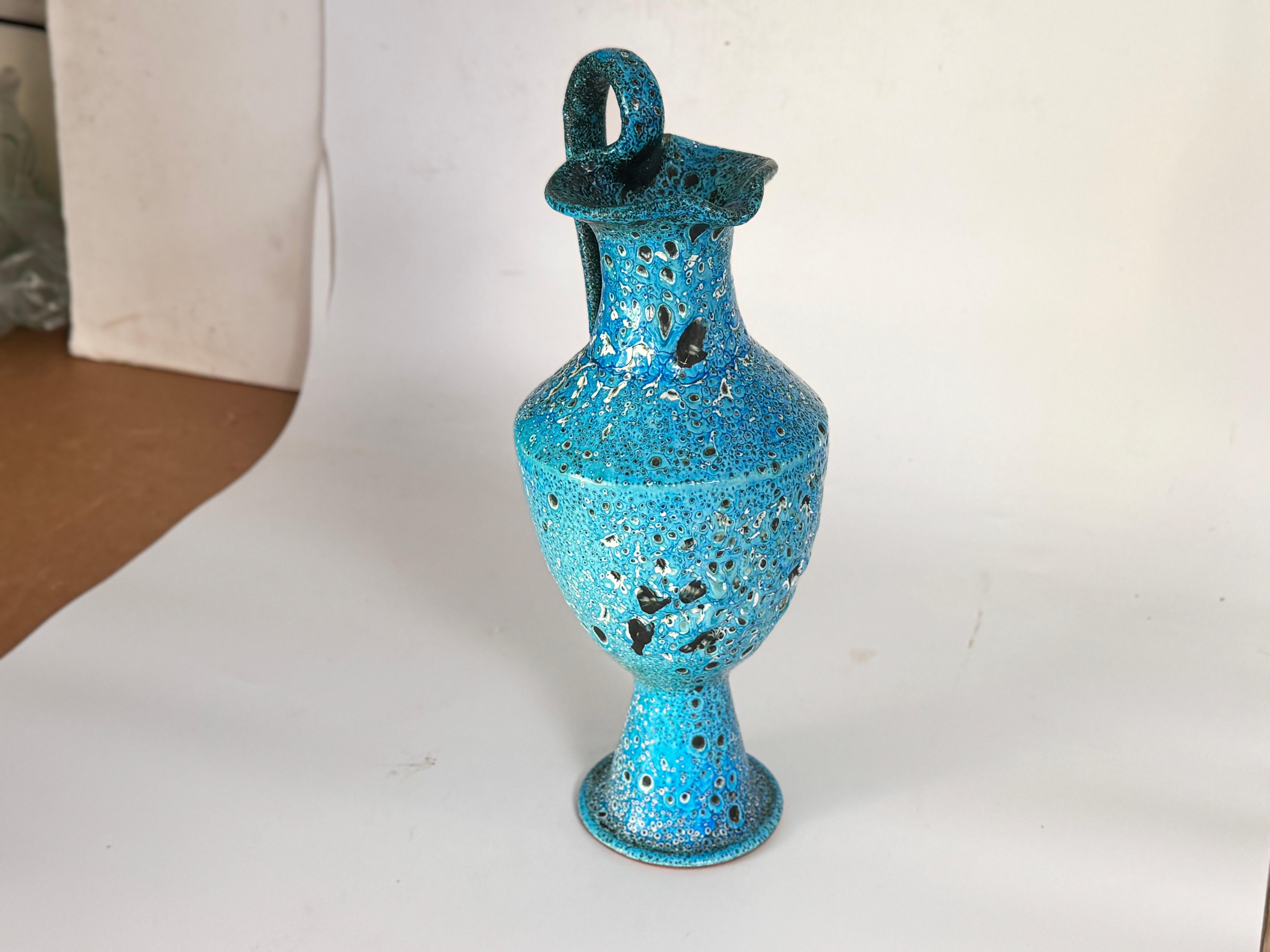 Vase en céramique bleue émaillée Italie 1970 en vente 1