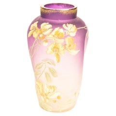 Vase in Enamelled and Painted Glass with Flowers, 1900, Art Nouveau.