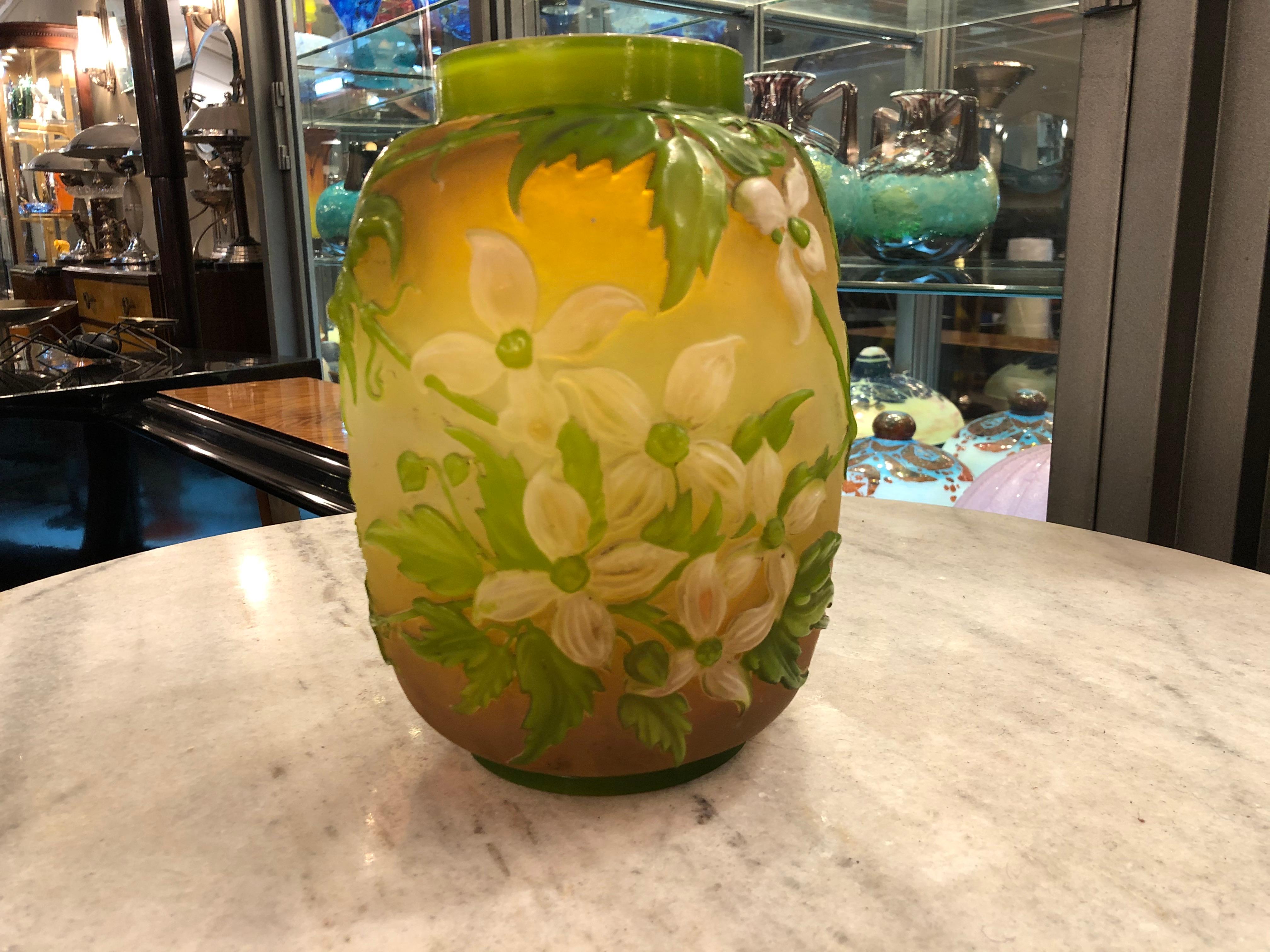 Vase in glass souffle, Sign: Galle, Style: Jugendstil, Art Nouveau, Liberty For Sale 9