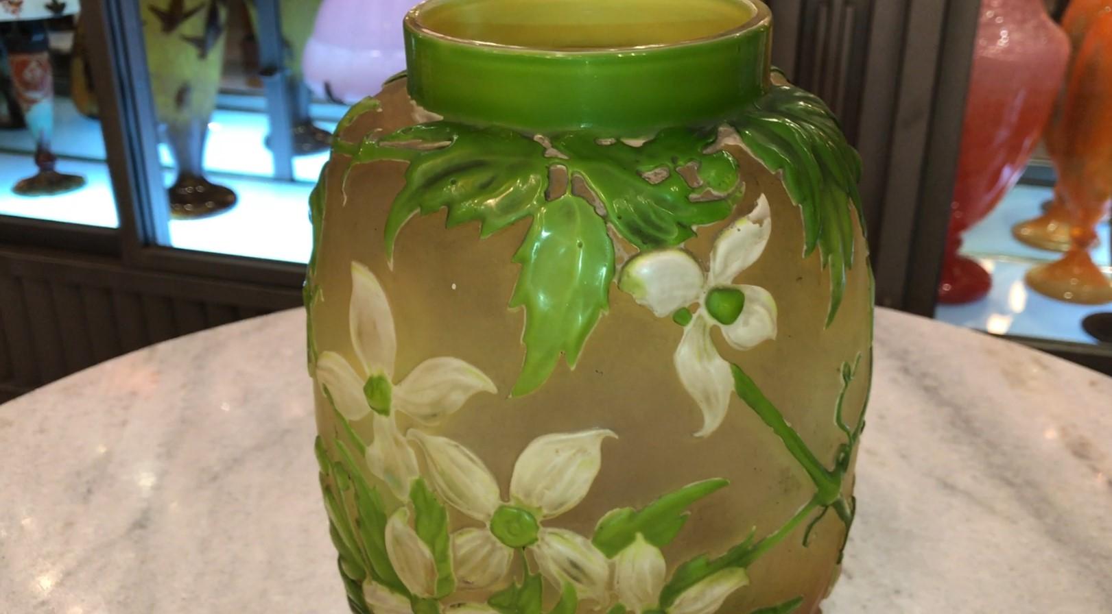 Vase aus Glasbrosche, signiert: Galle, Stil: Jugendstil, Liberty im Angebot 12