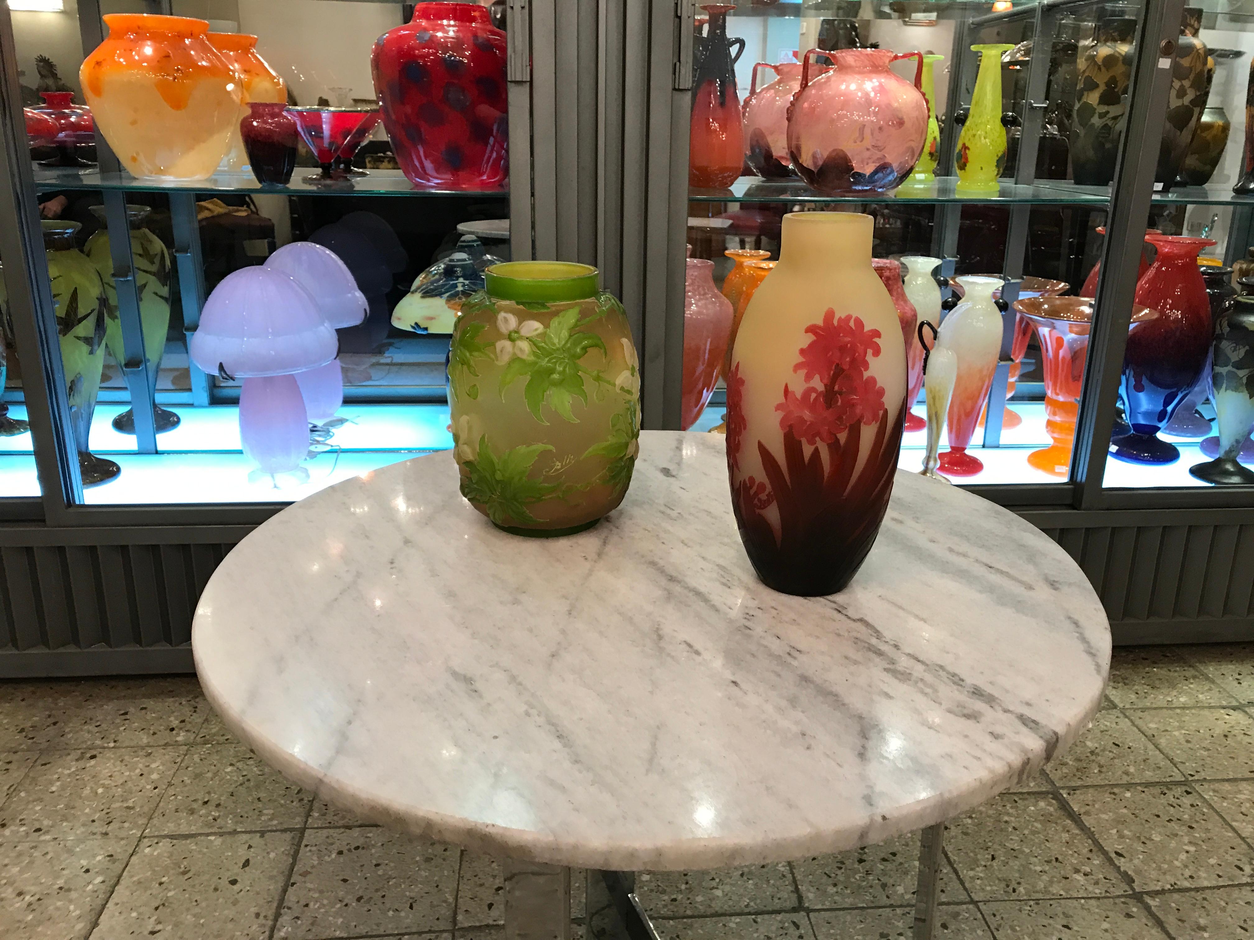 Verre Vase en souffle de verre, signé Galle, Style : Jugendstil, Art Nouveau, Liberty en vente