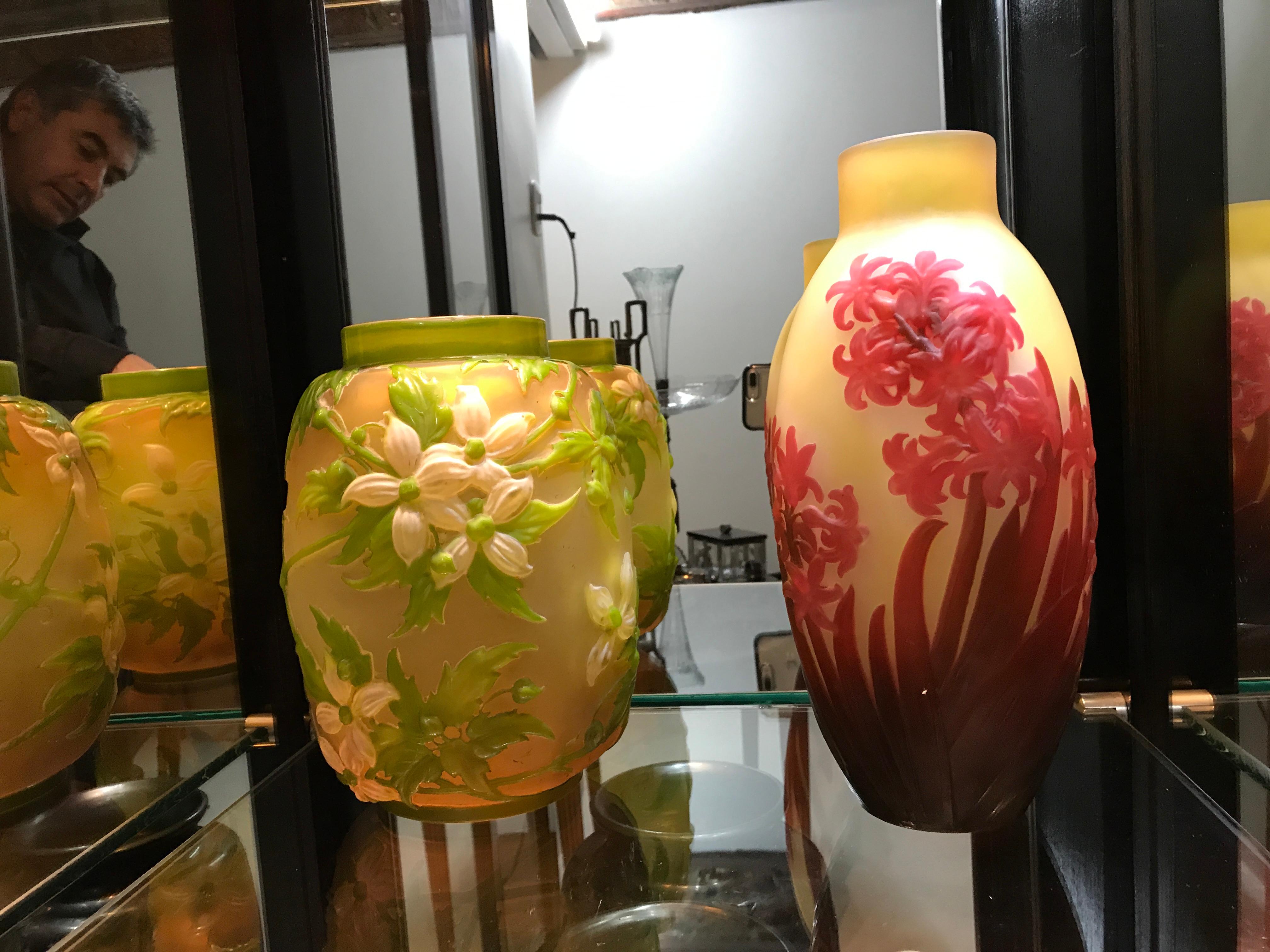 Vase in glass souffle, Sign: Galle, Style: Jugendstil, Art Nouveau, Liberty For Sale 2