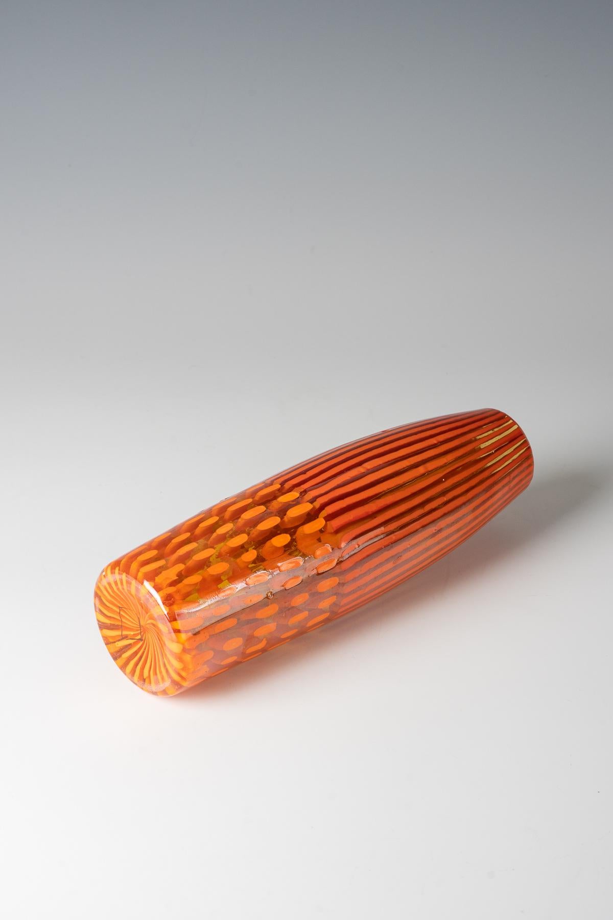 Fatto a mano Vaso in vetro con canne e Thomas Stearns, per Venini, 1962 in vendita