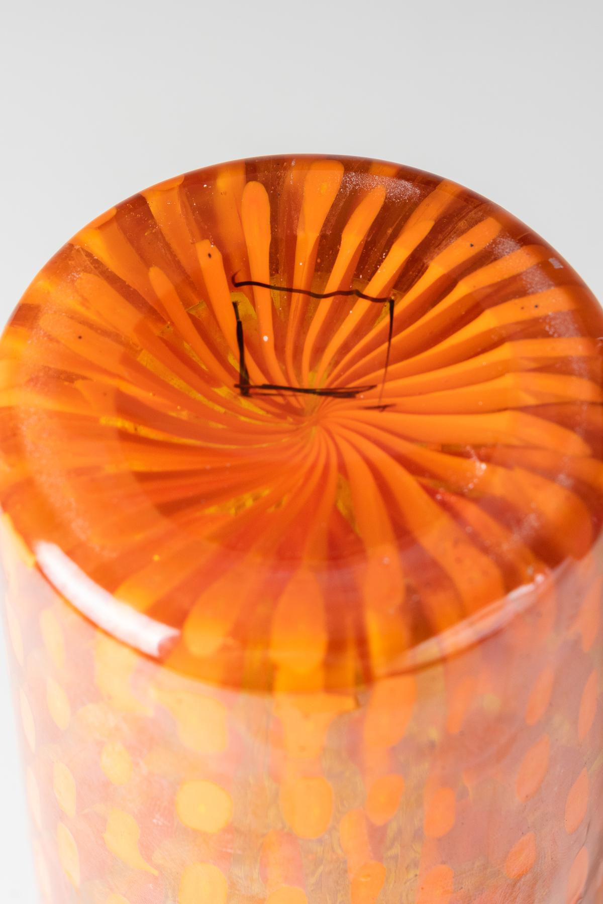Vetro di Murano Vaso in vetro con canne e Thomas Stearns, per Venini, 1962 in vendita