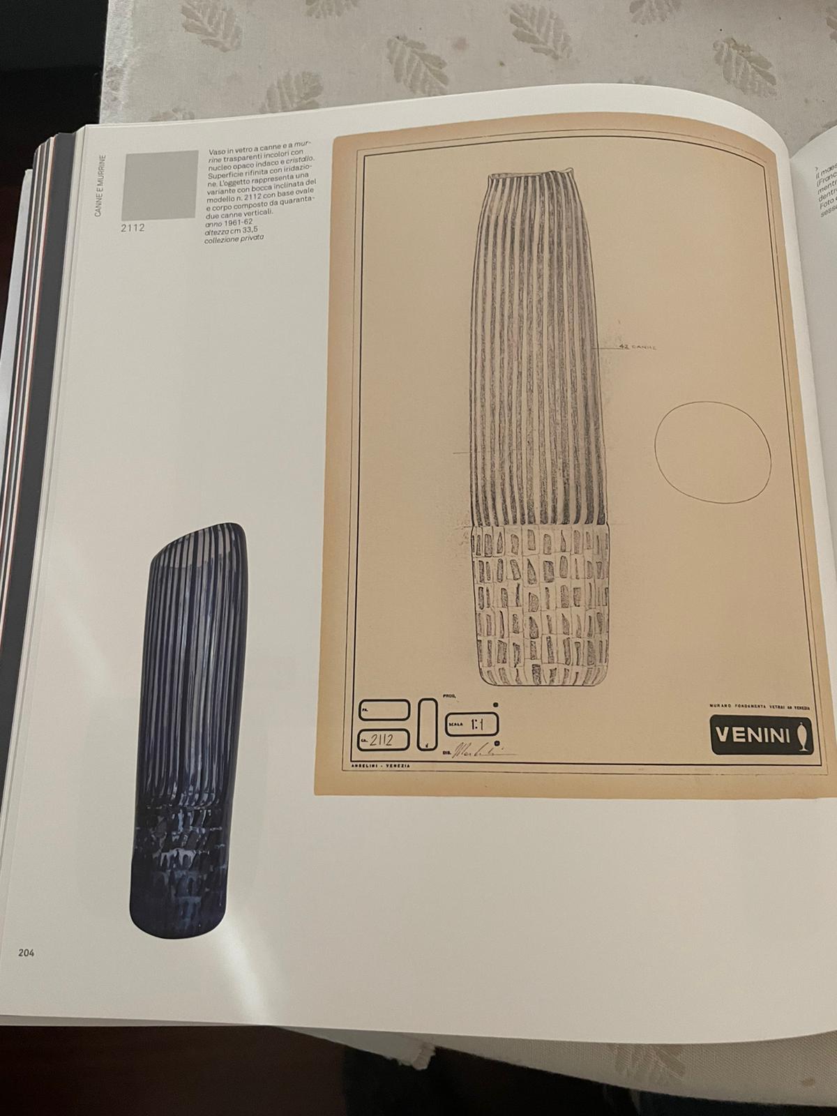 Vaso in vetro con canne e Thomas Stearns, per Venini, 1962 in vendita 2