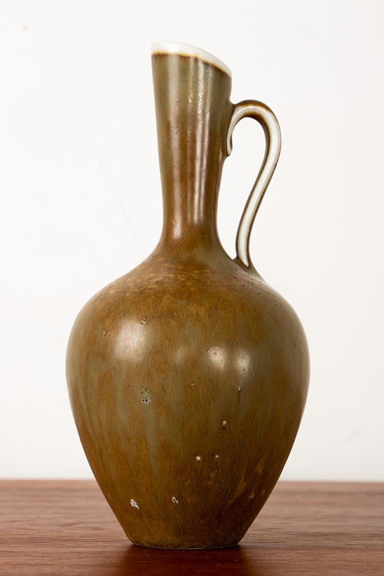 Vase aus khakifarben glasierter Keramik von Gunnar Nylund für Rörstrand Schweden 1960. im Angebot 2