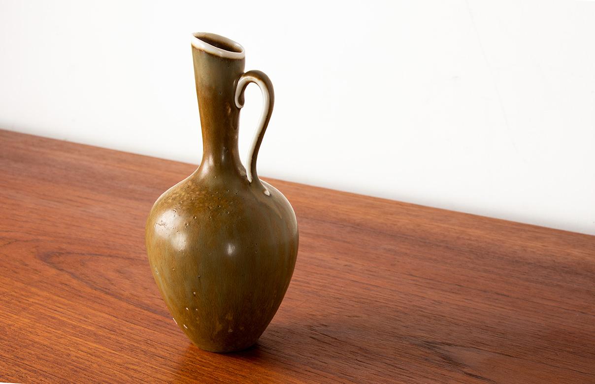 Vase aus khakifarben glasierter Keramik von Gunnar Nylund für Rörstrand Schweden 1960. im Angebot 3