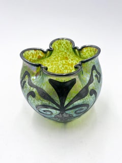 Vase in Liberty Green Iridescent Glass and Silver Metal by Loetz, 1910