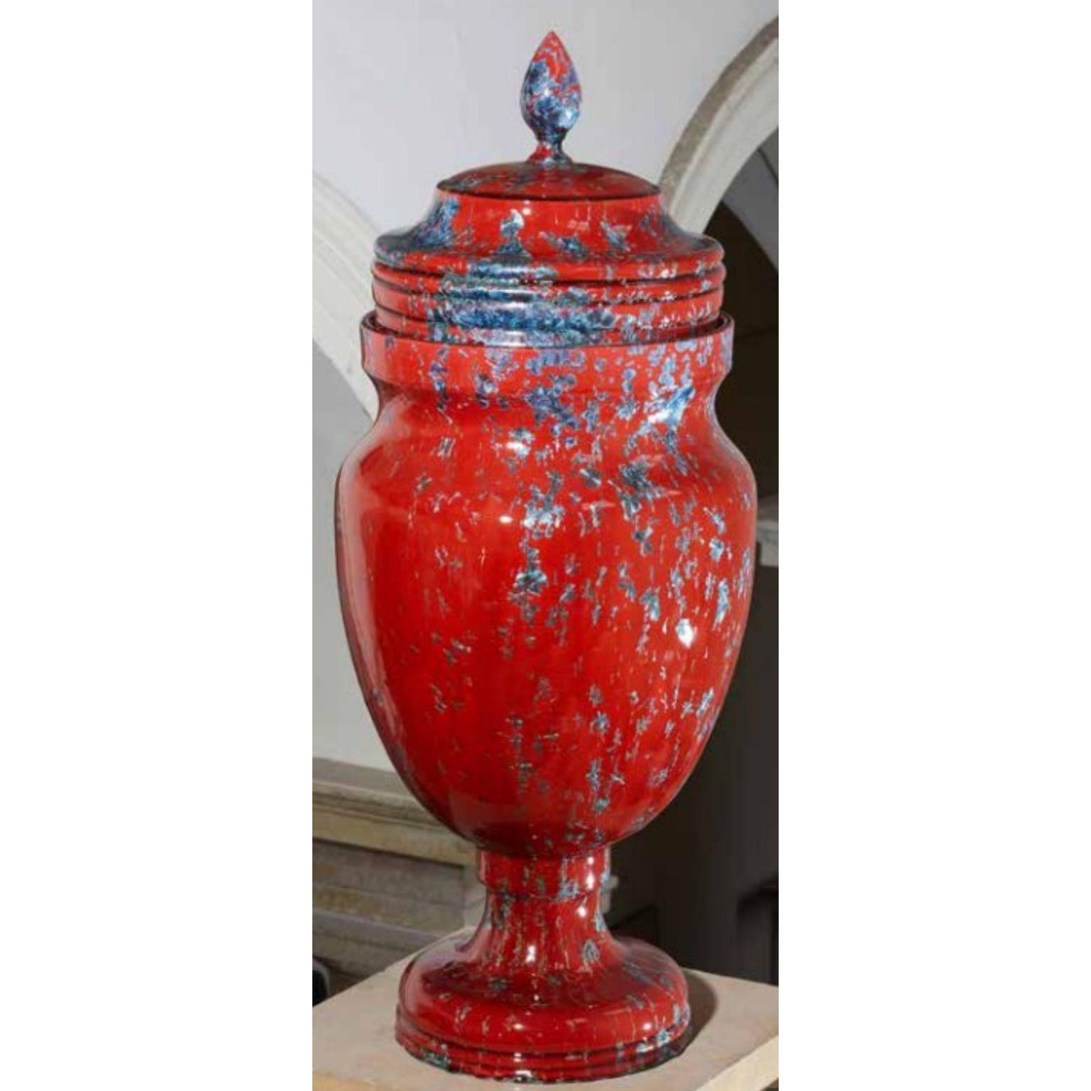Vase in Louis XVI style by Milan Pekar
Dimensions: D x H 98 cm
Materials: Red porcelain slip, crystal glaze, stoneware

Hand-made in the Czech Republic. 

Established own studio August 2009  focus mainly on porcelain, developing own glazes.