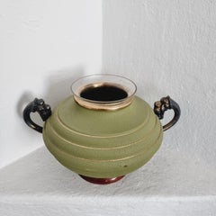 Vase in Metal, Wood and Engraved Glass. Swedish Grace, 1930s