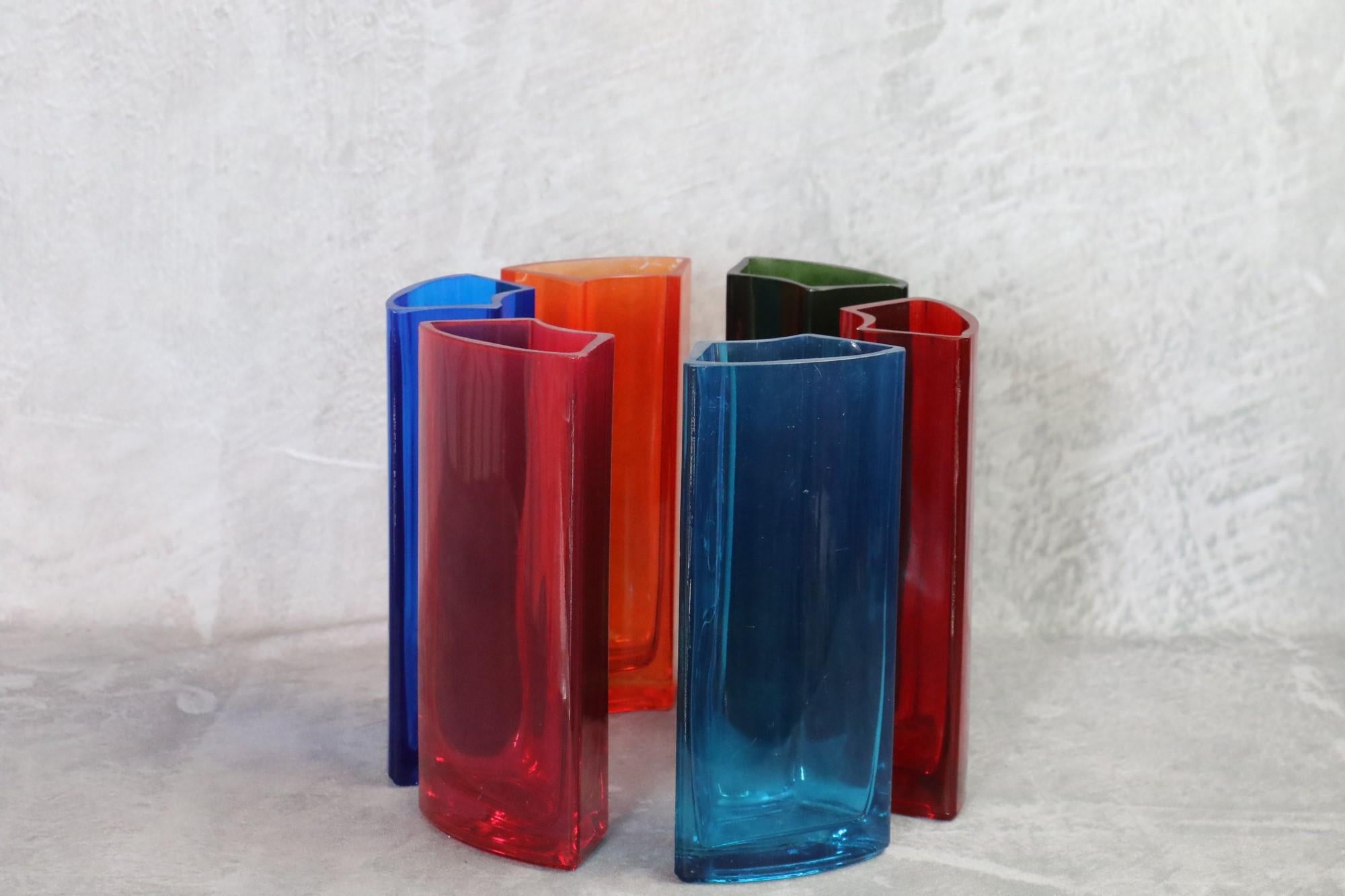 Vase in Multicoloured Glass by Per Ivar Ledang, 90s, Scandinavian Design For Sale 1