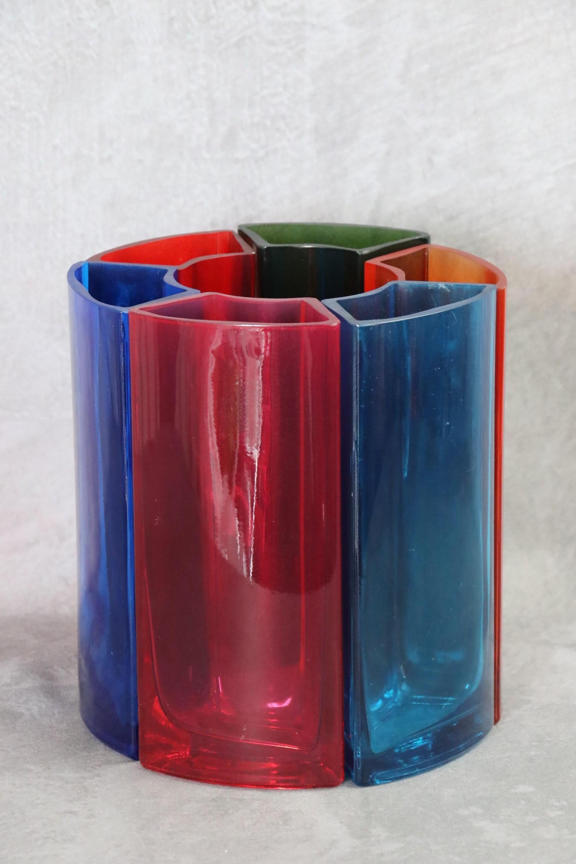 Mid-Century Modern Vase in Multicoloured Glass by Per Ivar Ledang, 90s, Scandinavian Design For Sale