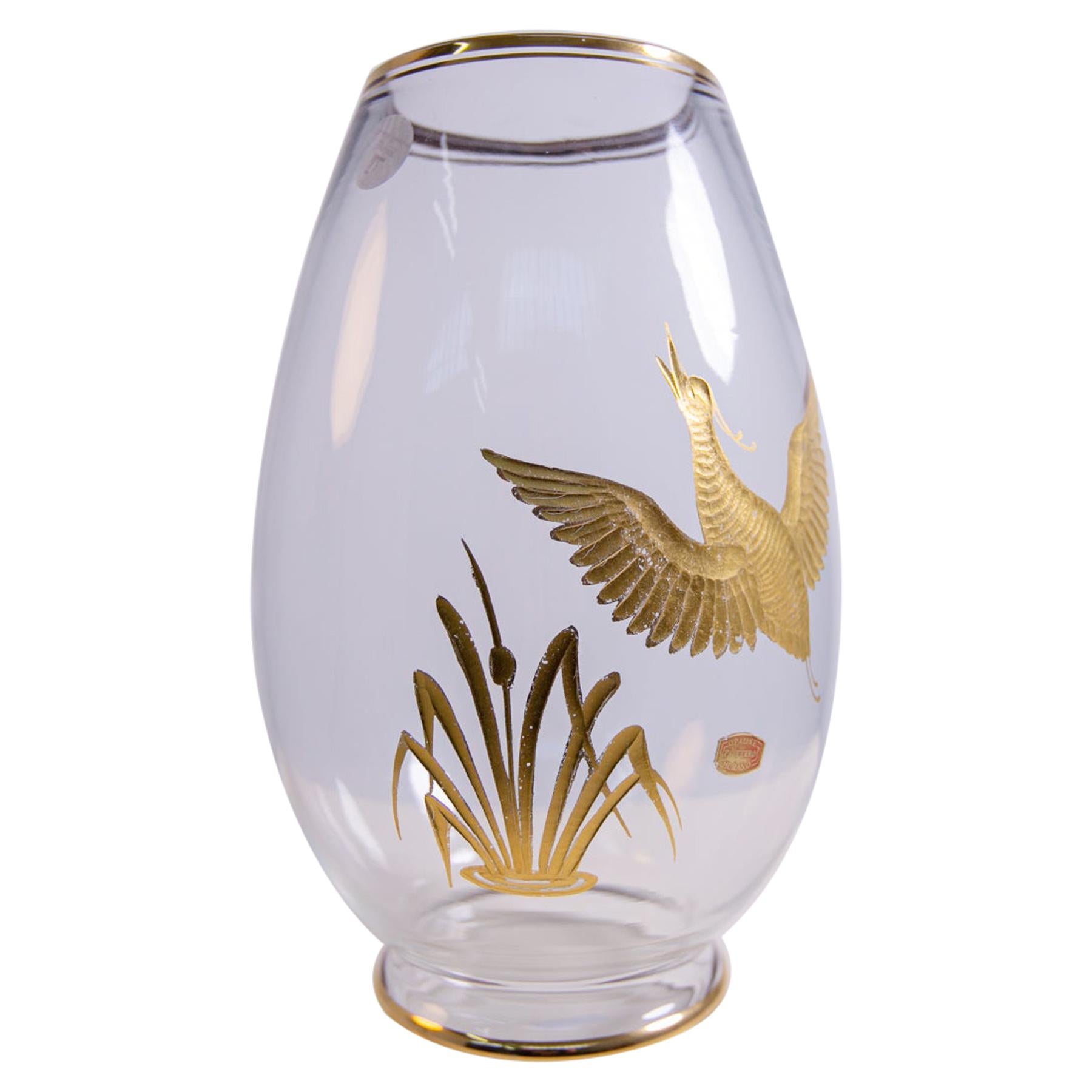 Vase in Murano Glass and Gold by Ferro Brother's for Finzi, 1950s For Sale