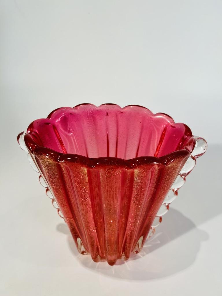 Italian Vase in Murano Glass attributed to Archimede Seguso 1950 For Sale