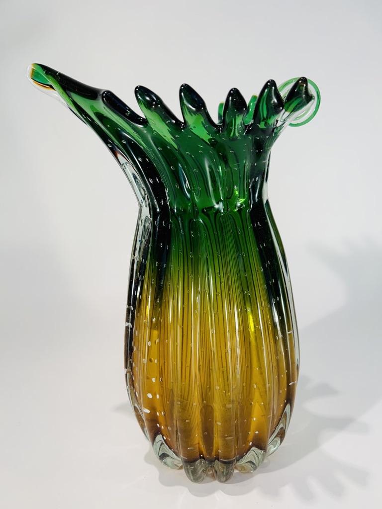 Italian Vase in Murano Glass attributed  to Aureliano Toso 1950 For Sale