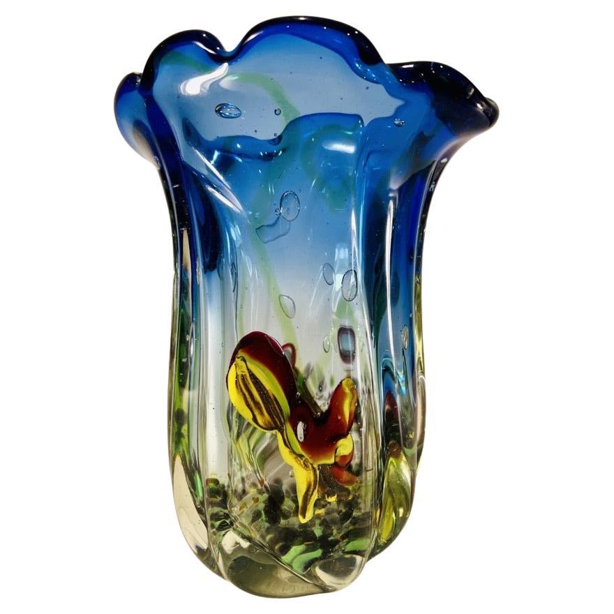 Vase in Murano Glass attributed to Dino Martens par Aureliano Toso c 1950 For Sale