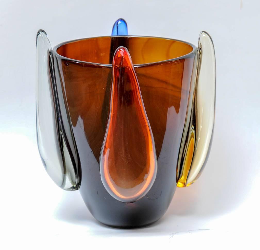 Late 20th Century Vase in Murano Glass Signed 