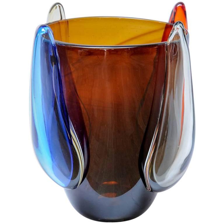 Vase in Murano Glass Signed "Toso Murano"
