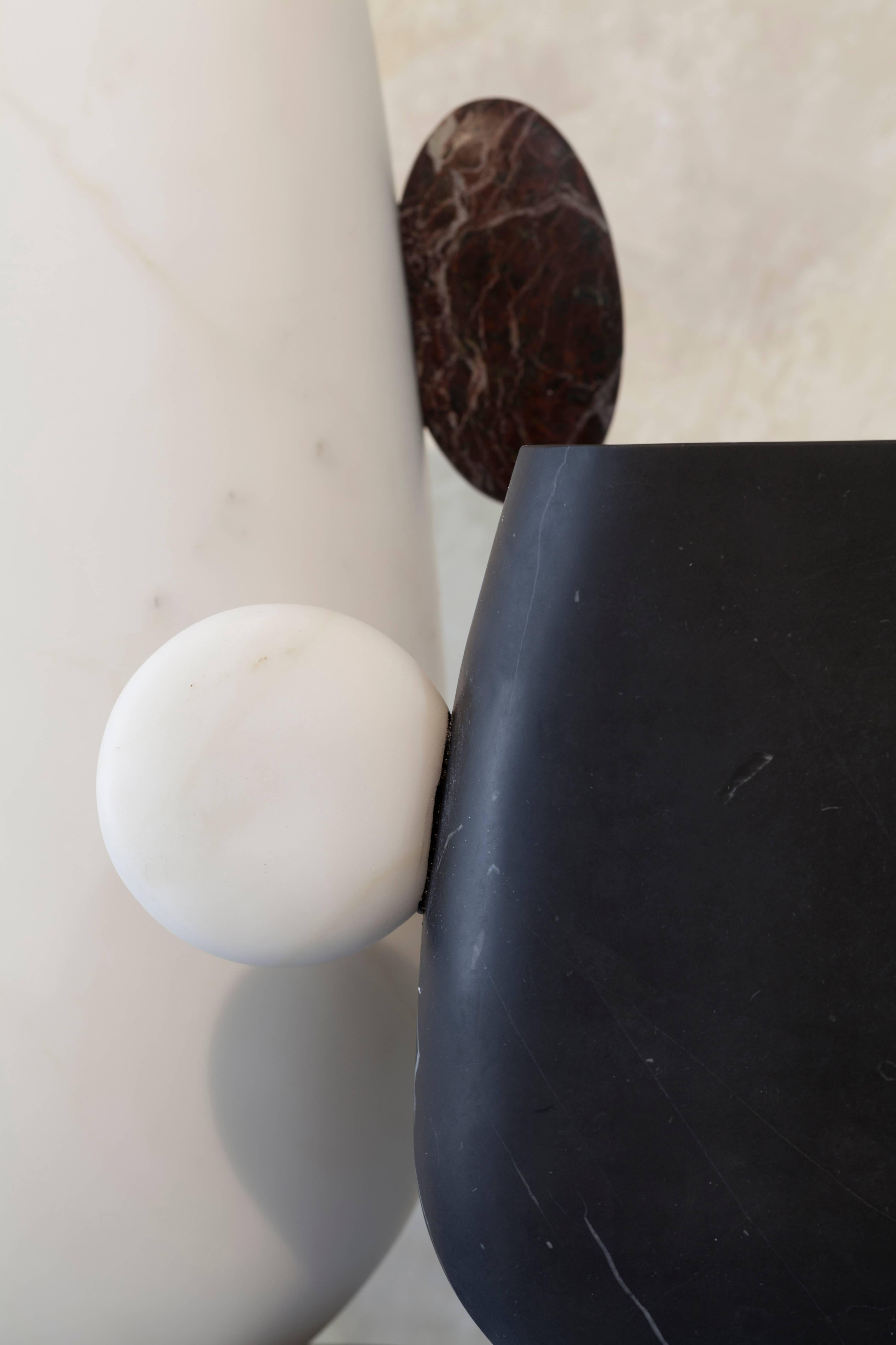 Contemporary New Modern Vase in Black and White Marble, creator Matteo Cibic For Sale