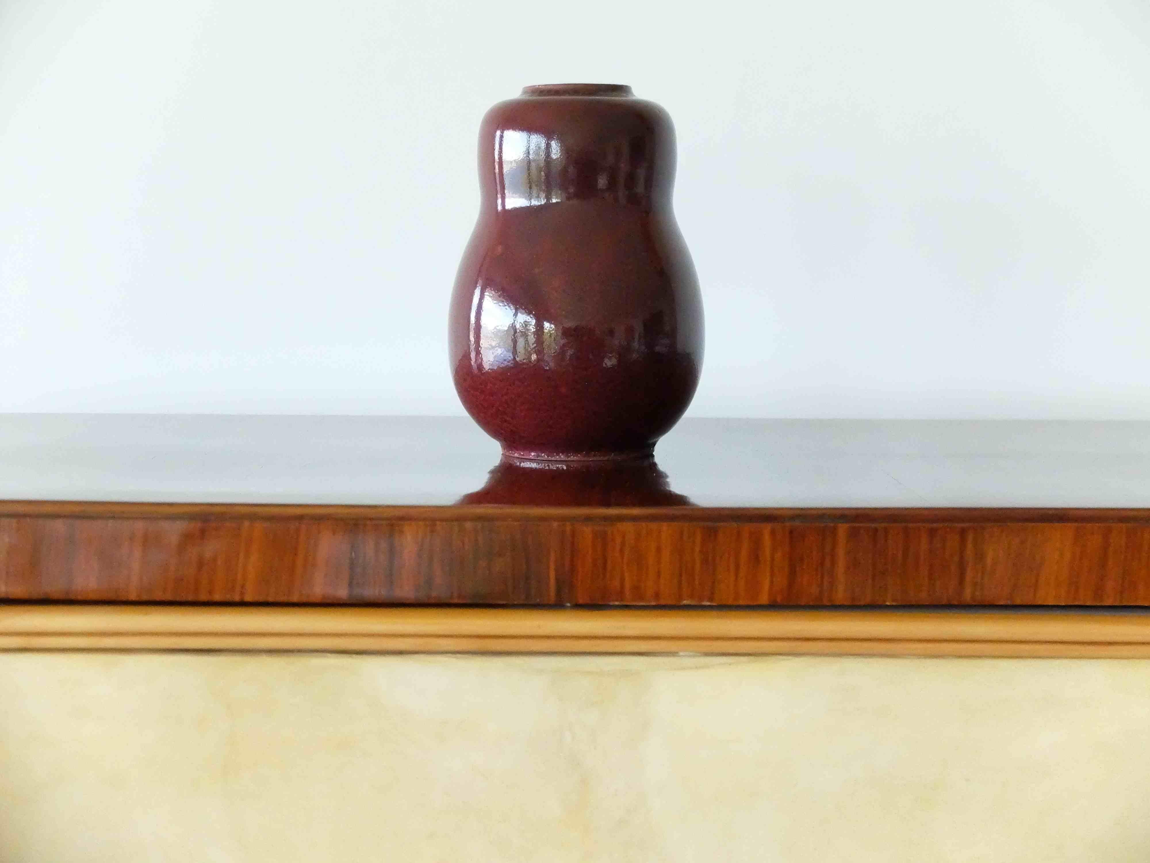 Ceramic Vase in Oxblood Glaze For Sale