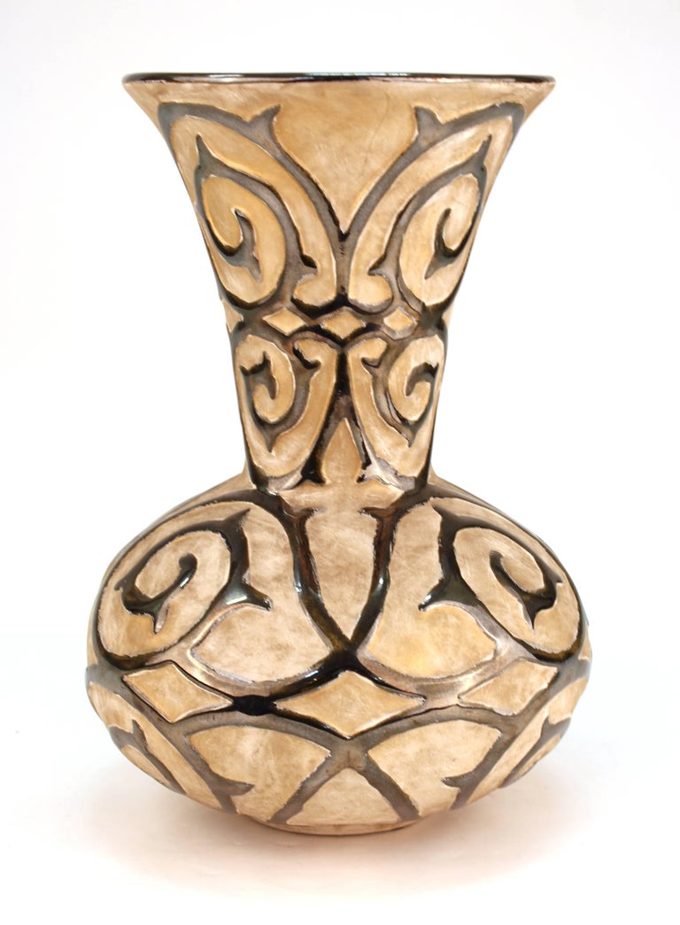 Vase in Painted Ceramic with Arabesque Motif at 1stdibs