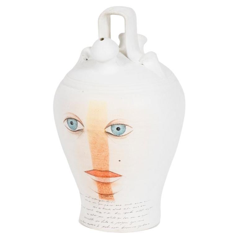 Vase in Painted Terracotta, Contemporary Work For Sale
