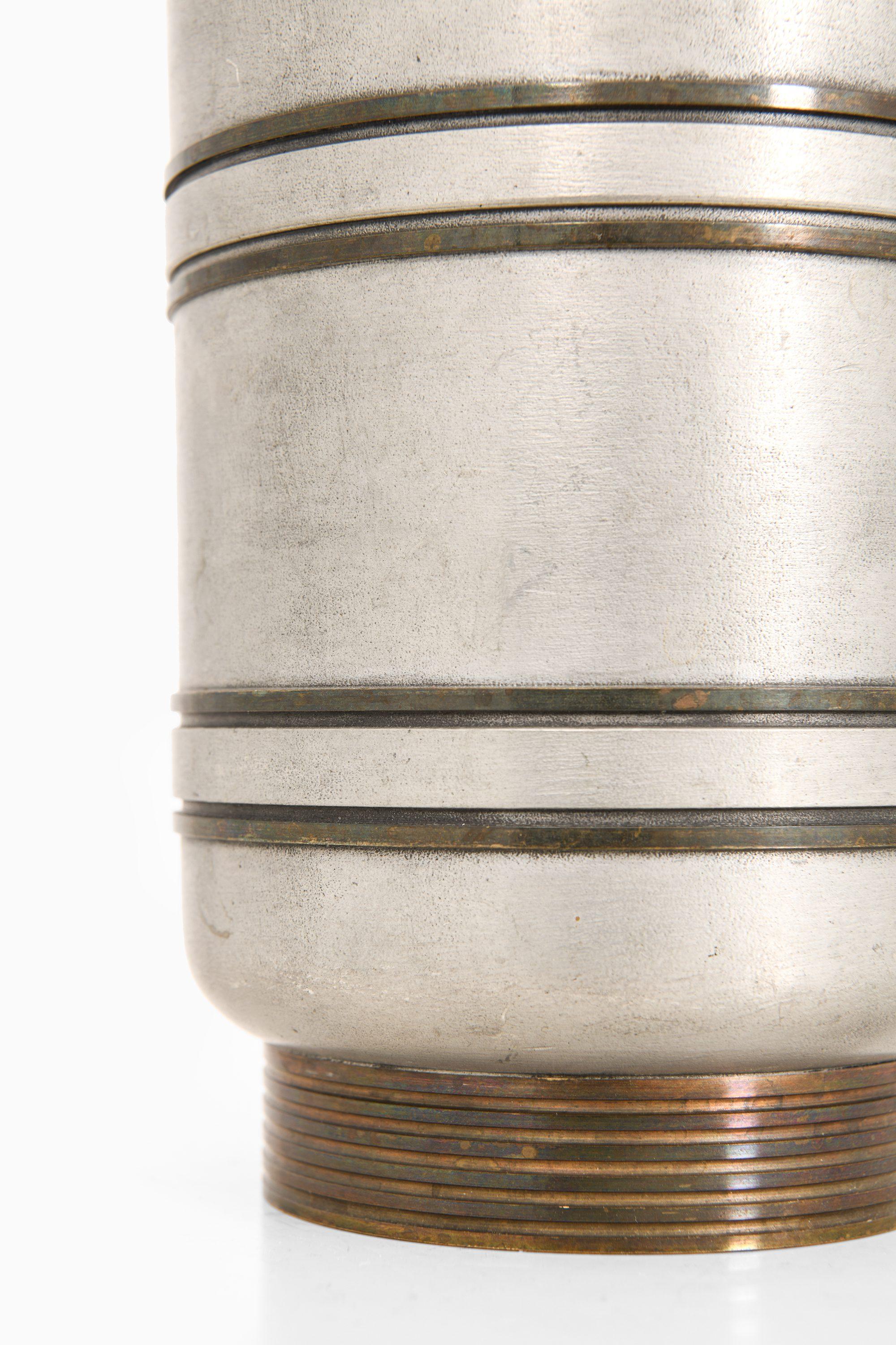 Swedish Vase in Pewter and Brass by Edvin Ollers, 1944 For Sale