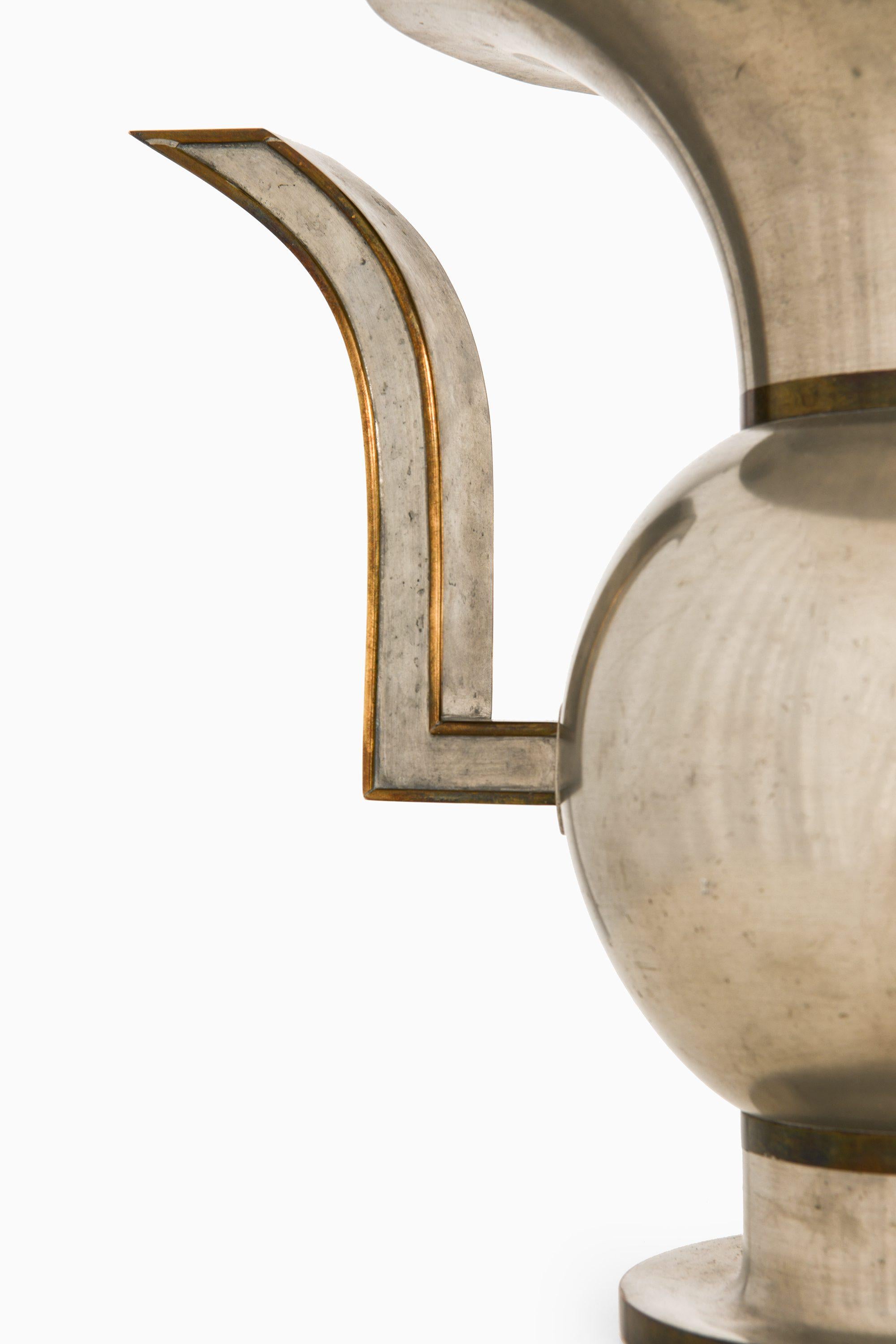 Swedish Vase in Pewter and Brass by Nils Fougstedt, 1929 For Sale