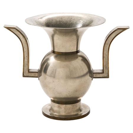 Vase in Pewter and Brass by Nils Fougstedt, 1929