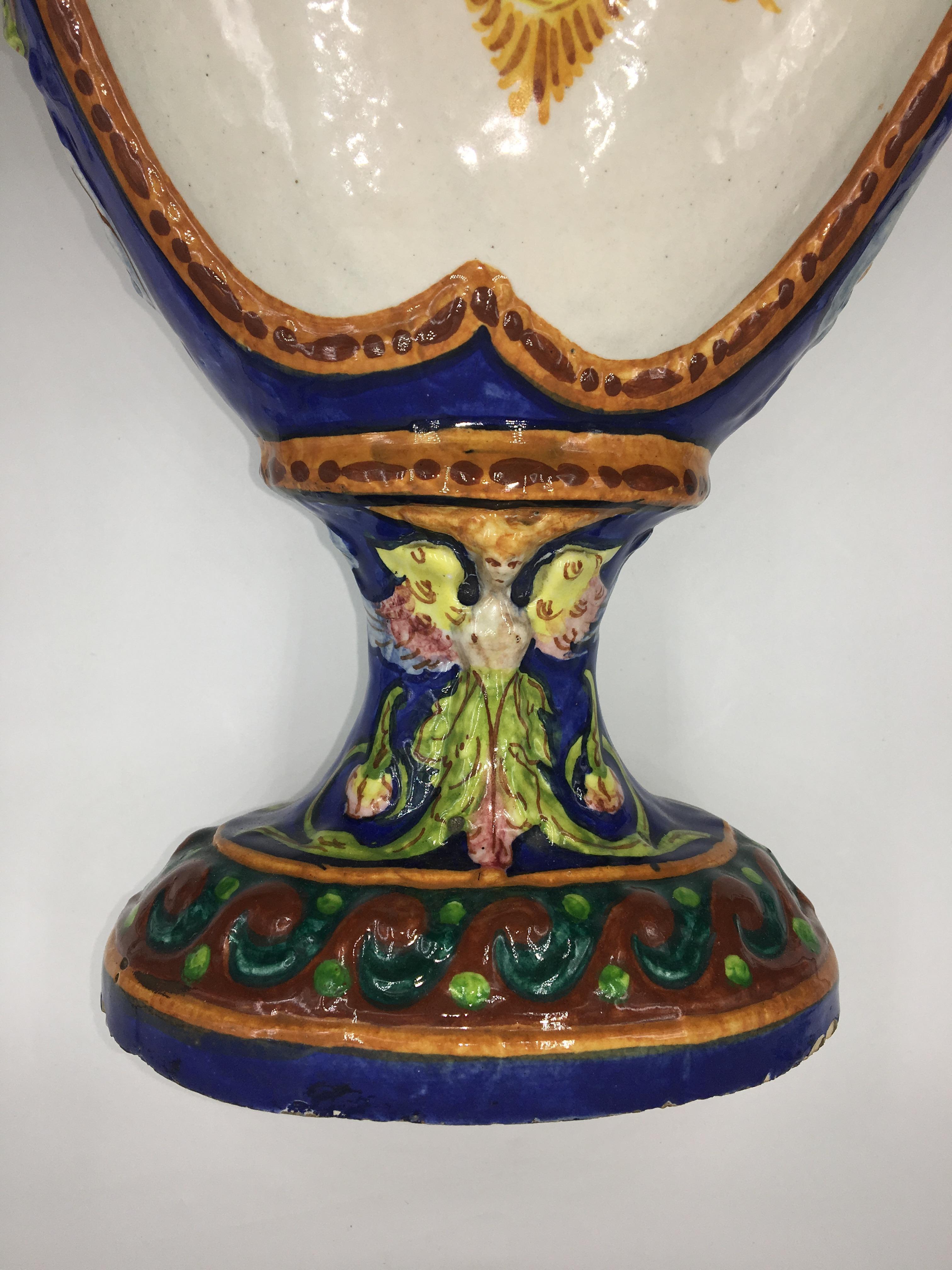 Vase in Polychrome Ceramic with Grotesque Decoration, Italy, circa 1913 For Sale 5