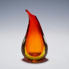 Vase aus rotem und gelbem Sommerso-Glas, Flavio Poli für Seguso