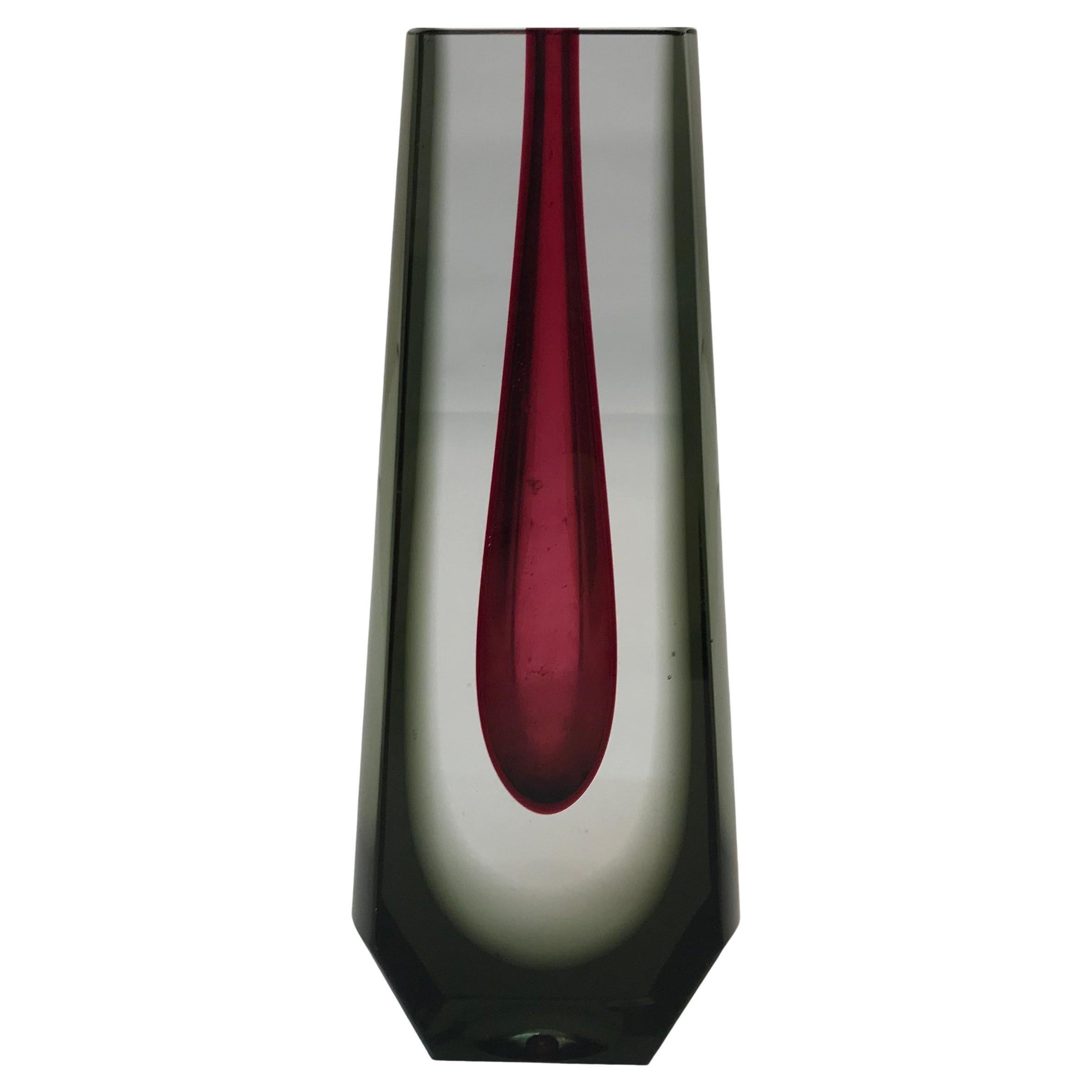 Jarrón de Murano rojo, italiano, 1920