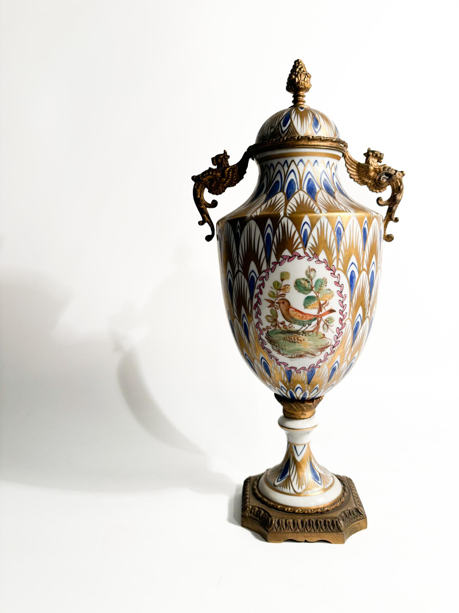 French Vase in Sevres Hand-painted Porcelain and Bronze from 1800