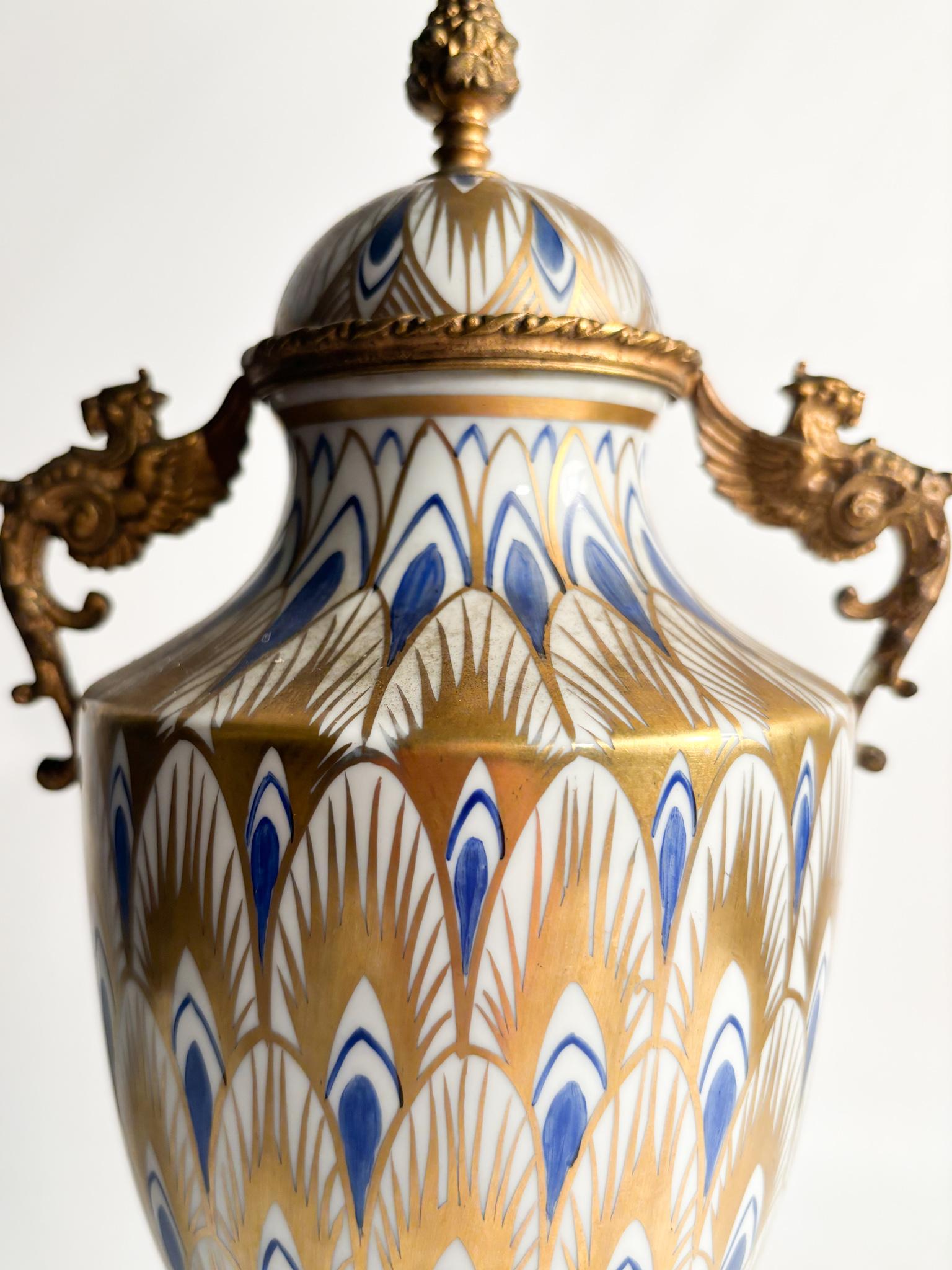 Vase in Sevres Hand-painted Porcelain and Bronze from 1800 1