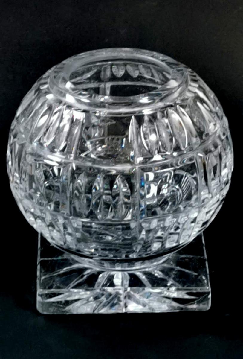 Mid-Century Modern 20th Century Crystal Cut Vase In The Shape Of A Sphere France 1938-1940