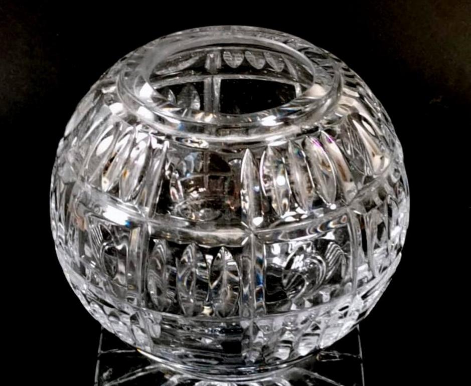French 20th Century Crystal Cut Vase In The Shape Of A Sphere France 1938-1940