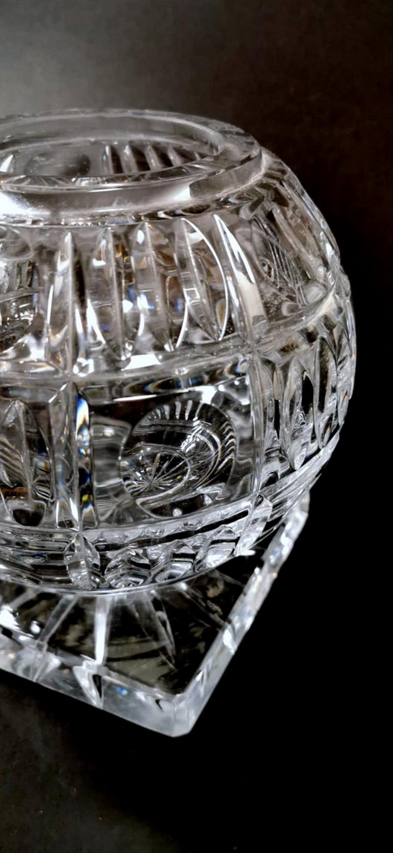 20th Century Crystal Cut Vase In The Shape Of A Sphere France 1938-1940 1