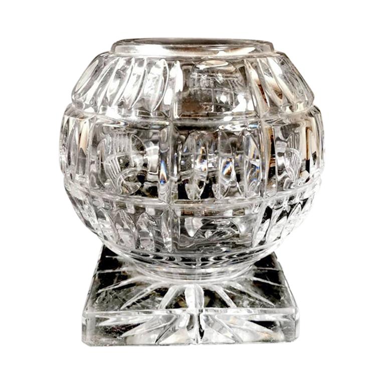 20th Century Crystal Cut Vase In The Shape Of A Sphere France 1938-1940