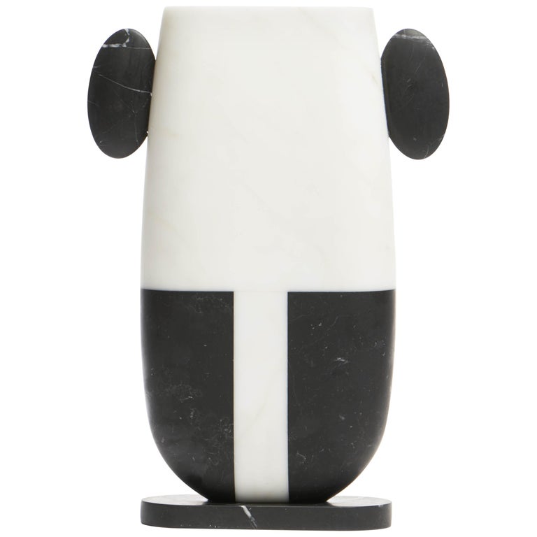 Vase In White And Black Marbles By Matteo Cibic Made In Italy For